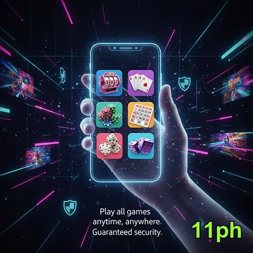 Mobile user enjoying casino games on 11ph app